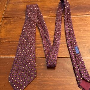 Vintage HERMÈS PARIS 946 IA Maroon Rope Dots Print Silk Tie FRANCE 58"/ 3.4”
